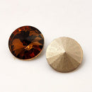 14mm Glass Crystal Rivoli Rhinestone Crystals, chaton, silver foil backing SMOKED TOPAZ, 4 pcs.  cry0091
