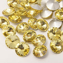14mm Glass Crystal Rivoli Rhinestone Crystals, chaton, silver foil backing JONQUIL, 4 pcs.  cry0092