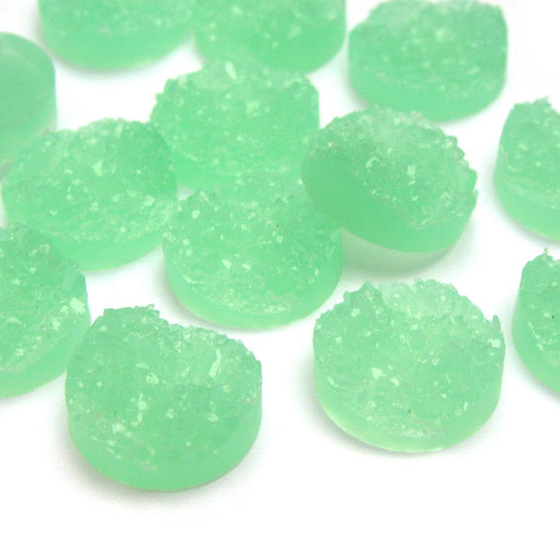 10 Round Resin MINT GREEN DRUZY Cabochons, 16mm  cab0280