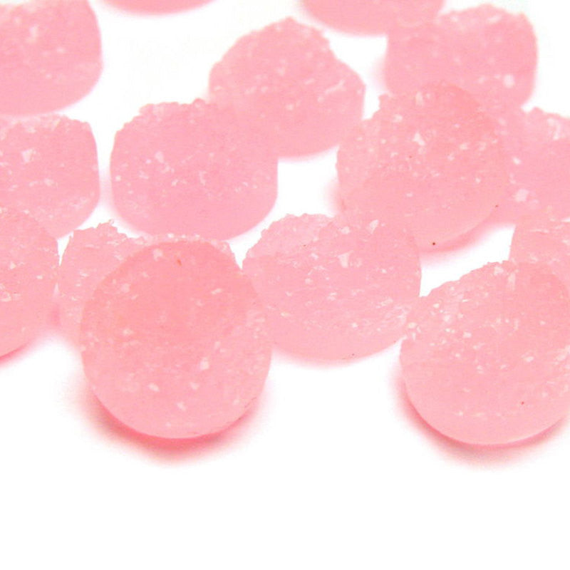 10 Round Resin PINK DRUZY Cabochons, 12mm  cab0284