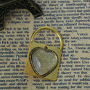 Antiqued Gold Pendant Heart Glass Cabochon Kits, Key Lock, 3/4" Bezel Tray, for charms, jewelry, key chains, 10 sets kit0003
