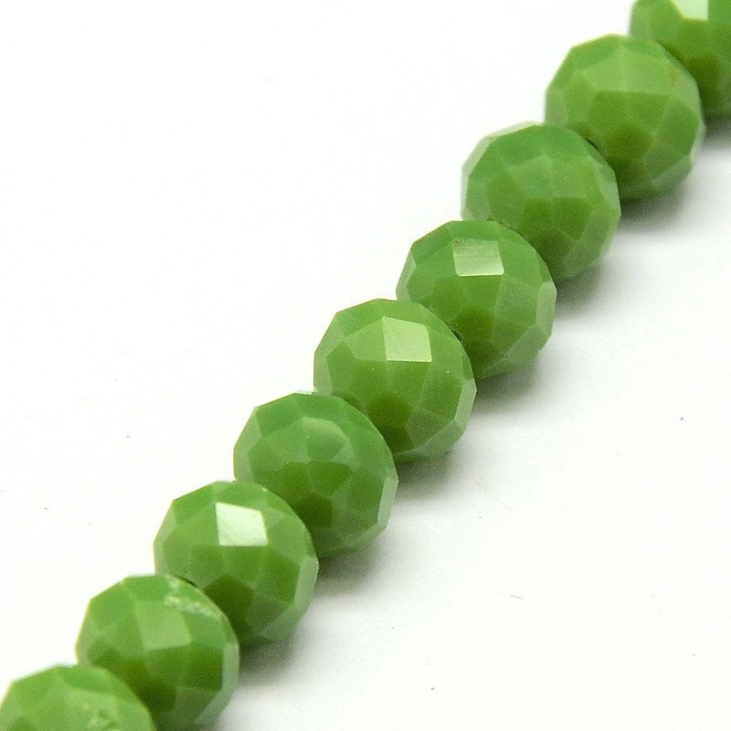 4mm Avocado Green Crystal Rondelle Glass Beads, kelly green, 4x3mm, full strand, bgl1142