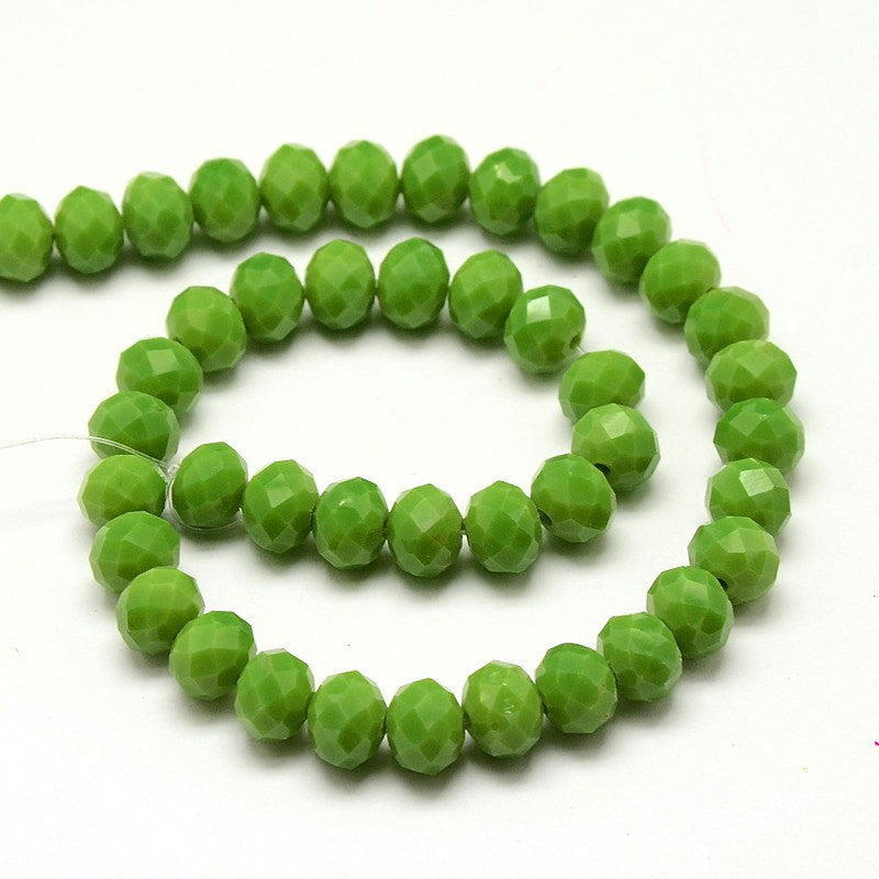 4mm Avocado Green Crystal Rondelle Glass Beads, kelly green, 4x3mm, full strand, bgl1142