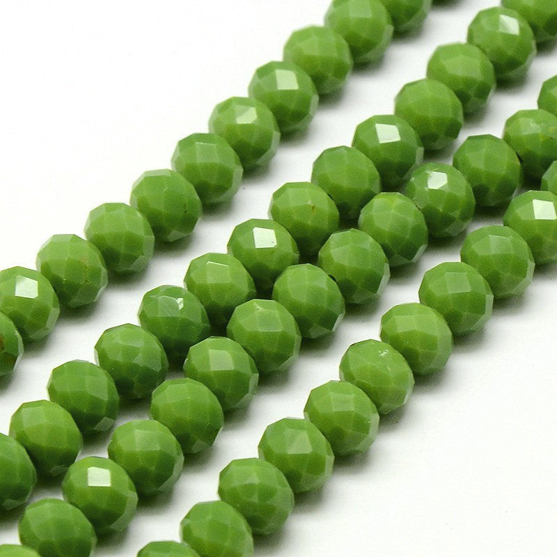 4mm Avocado Green Crystal Rondelle Glass Beads, kelly green, 4x3mm, full strand, bgl1142