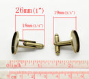 10 Cuff Link blanks, bronze plated bezel tray blanks, fits 18mm round cabochons fin0398