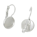 10 (5 pairs) silver plated cabochon bezel setting lever back earring components, fits 12mm round inside tray fin0403a