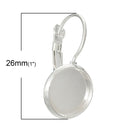 10 (5 pairs) silver plated cabochon bezel setting lever back earring components, fits 12mm round inside tray fin0403a