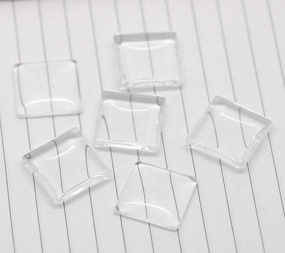 10 Clear SQUARE Glass Dome Seals 20x20mm, 3/4" for Cabochons cab0299