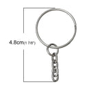 100 bulk Key Rings with Chain, for adding your own charms, beads, 1" diameter  fin0404