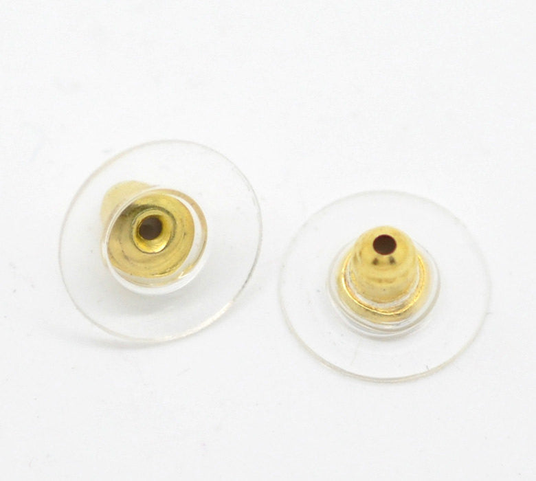 Earring Backs for post earrings . gold plated ear nuts . disc style  50 pieces (25 pairs)  fin0407