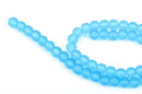 1 Strand Frosted TURQUOISE BLUE Glass Beads 8mm, full strand, about 52 beads,  bgl1149