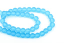 1 Strand Frosted TURQUOISE BLUE Glass Beads 8mm, full strand, about 52 beads,  bgl1149