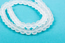 1 Strand Frosted WHITE Glass Beads 8mm, full strand, about 52 beads,  bgl1144