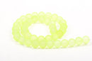 10mm Frosted BRIGHT NEON YELLOW Glass Beads, full strand, about 40 beads,  bgl1156