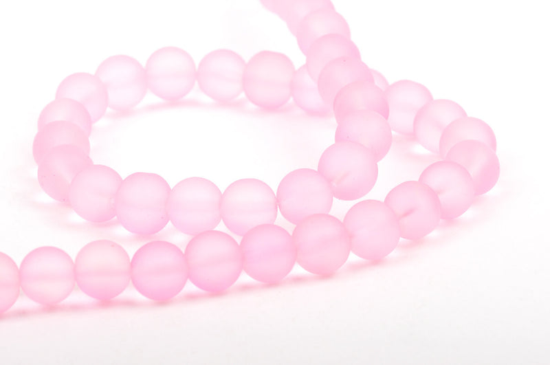 10mm Frosted LIGHT PINK Glass Beads, full strand, about 40 beads,  bgl1155