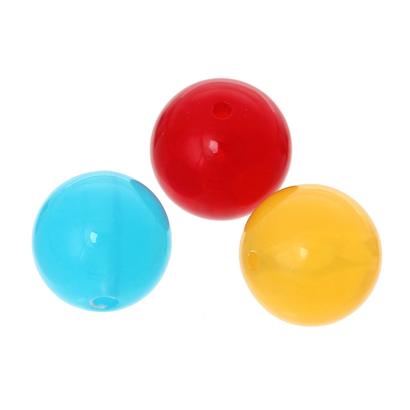 50 Solid Acrylic Round BUBBLEGUM Beads, mixed colors as shown  14mm  bac0289