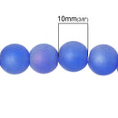 10mm Frosted Iridescent BLUE Glass Beads, full strand, about 33 beads,  bgl1180