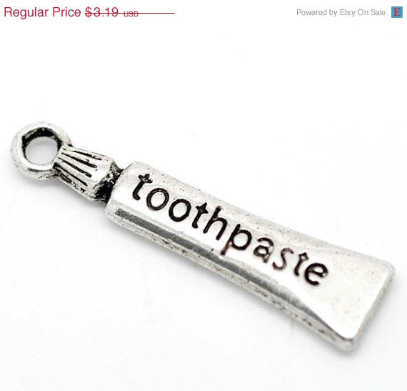 10 Silver Tone TOOTHPASTE TUBE Charm Pendants . chs1157