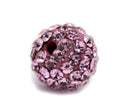 4 PINK Polymer Clay and Pave' Rhinestone Round Beads, 8mm  pol0117a