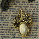 Antiqued Gold Pendant FLOWER BOUQUET Glass Cabochon Kits, Key Lock, 14x10mm Bezel Tray, for charms, jewelry, key chains, 10 sets kit0005