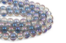 6mm MYSTIC PURPLE Rainbow AB Round Glass Pearl Beads, 10.5" strand about 50 beads  bgl1174