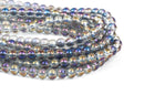 6mm MYSTIC PURPLE Rainbow AB Round Glass Pearl Beads, 10.5" strand about 50 beads  bgl1174