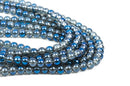 6mm MYSTIC BLUE AB Round Glass Pearl Beads, 10.5" strand about 50 beads  bgl1169