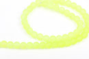 6mm Frosted NEON BRIGHT YELLOW Glass Beads, full strand, about 70 beads,  bgl1195
