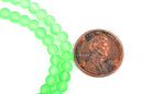 4mm Frosted NEON LIME GREEN Glass Beads, full strand, about 100 beads,  bgl1193