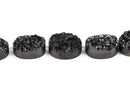 2 Silvery Black Quartz DRUZY Drusy Pendant Beads, oval shape, natural gemstones, 20x16mm, gdz0077