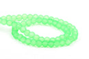 6mm Frosted NEON LIME GREEN Glass Beads, full strand, about 70 beads,  bgl1197