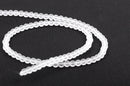 4mm Frosted WHITE Glass Beads, full strand, about 100 beads,  bgl1194