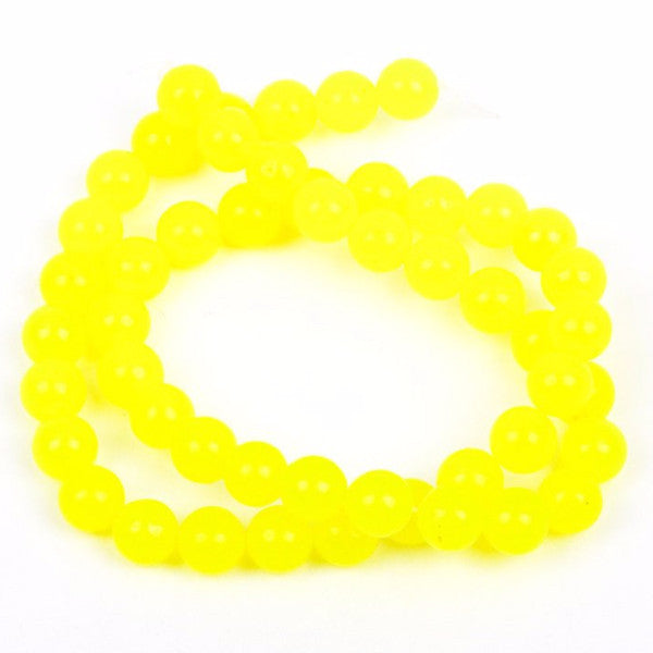 8mm Bright Lemon Yellow JADE Gemstone Beads, Neon Yellow, full strand, about 50 beads  gjd0080