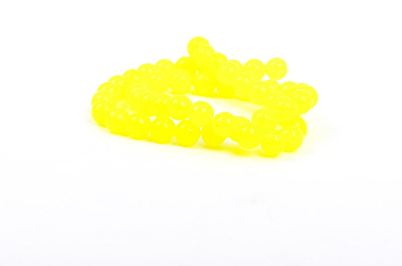 8mm Bright Lemon Yellow JADE Gemstone Beads, Neon Yellow, full strand, about 50 beads  gjd0080