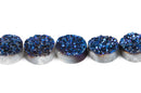 4 DRUZY Natural GEMSTONE Quartz Geode Cabochon Beads, Round, 16mm, 5/8" Mystic Blue Crystal, flatback with hole, gdz0078