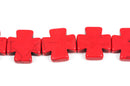 20mm Red Howlite MALTESE Cross Beads, full strand, 20 beads  how0372