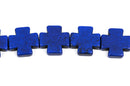 20mm Dark Blue Howlite MALTESE Cross Beads, full strand, 19 beads  how0369