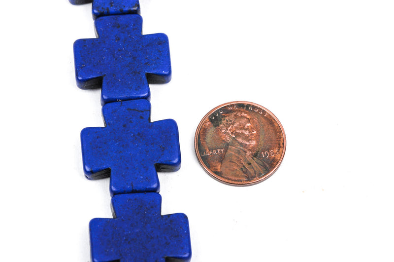 20mm Dark Blue Howlite MALTESE Cross Beads, full strand, 19 beads  how0369