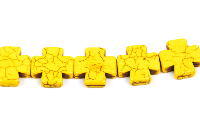 20mm Yellow Howlite MALTESE Cross Beads, full strand, 20 beads  how0370