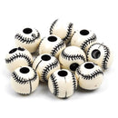 20 BLACK BASEBALL Round Acrylic Beads . bubblegum beads  11mm bac0292