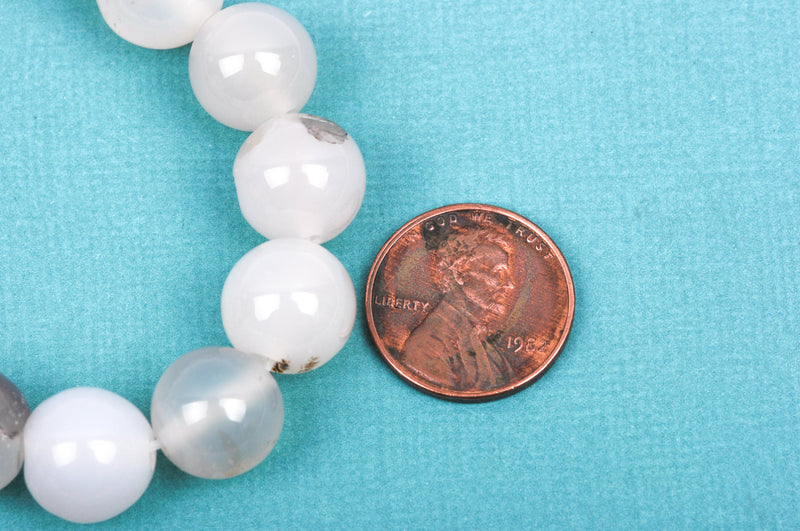 10mm Round WHITE CHOCOLATE AGATE Beads, non-faceted, full strand, about 38 beads, Natural Gemstones gag0153