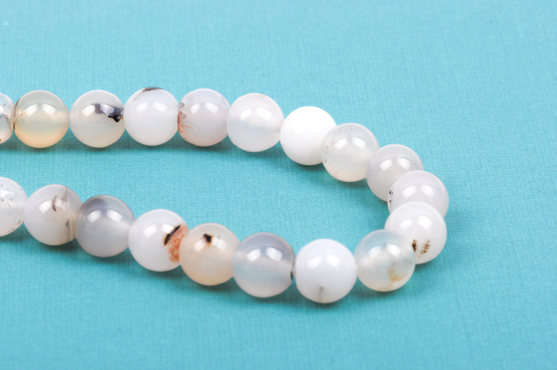 10mm Round WHITE CHOCOLATE AGATE Beads, non-faceted, full strand, about 38 beads, Natural Gemstones gag0153