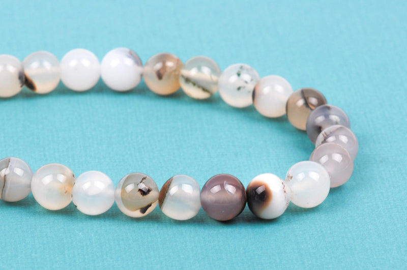 6mm Round WHITE CHOCOLATE AGATE Beads, non-faceted, full strand, about 63 beads, Natural Gemstones gag0237