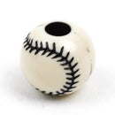 20 BLACK BASEBALL Round Acrylic Beads . bubblegum beads  11mm bac0292