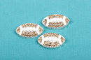 1 LIGHT TOPAZ Football Rhinestone Bright Silver and Enamel Sideways Connector Charm  chs1767