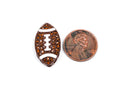 1 BROWN FOOTBALL Rhinestone Bright Silver and Enamel Sideways Connector Charm  chs1768