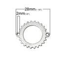 5 Silver ROUND STEAMPUNK Gear Metal Connector Link Charms,  28x24mm  chs1770