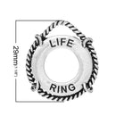 4 Antique Silver Life Preserver LIFE BUOY Carved Charms chs1771