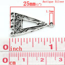 6 Antique Silver TRIANGLE Swirl Design Connector Link Charms, 25x15mm, chs1776