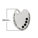 5 Antique Silver ARTIST PAINT Palette Carved Charm Pendants (can hold ss10 rhinestones) chs1779